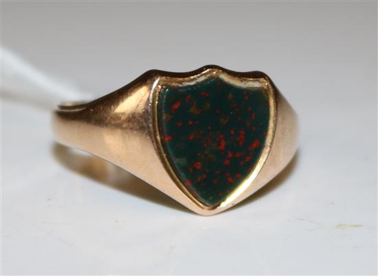 15ct gold bloodstone signet ring